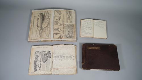 NOTEBOOKS /  PHOTOGRAPHS:  a collection including a manuscript journal, ca. 1927,  51pp. used  . . .   'this diary will detail incidents of a new appo