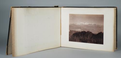 PHOTGRAPH ALBUM:   a leather and calf bound album,  India, Egypt, Asia, a few France, ca. 1860 - 1910, 60pp., 39 photographs, various sizes, the large