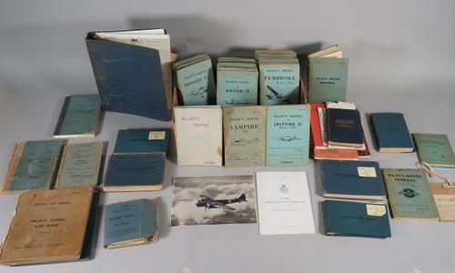 ROYAL AIRFORCE / B.O.A.C:  a collection of Pilot's General Notes, Pilot's Flying Log Books, aircraft manuals, and related ephemera:  includes four pil