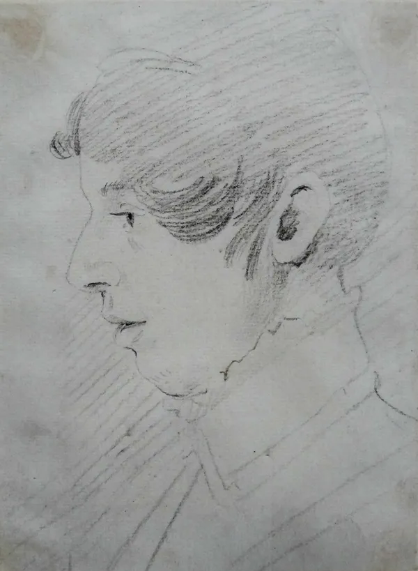 Attributed to John Varley (1778-1842), Profile portrait of Delvalle Lowry, pencil, 17cm x 12cm.; together with a pencil portrait by a follower of Sir