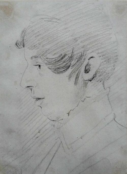 Attributed to John Varley (1778-1842), Profile portrait of Delvalle Lowry, pencil, 17cm x 12cm.; together with a pencil portrait by a follower of Sir