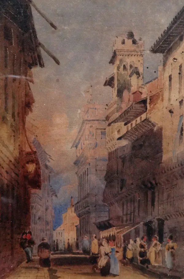 Attributed to James Holland (1799-1870), Verona, watercolour, inscribed and dated Jan 1832 on reverse, 12cm x 8cm.