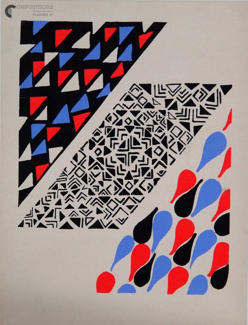 After Sonia Delaunay, 'Compositions Couleurs Idee', pochoir #17, 21, 26, 30, 38, 40, six, published by Charles Moreau, 1930, unframed, each 31cm x 23c
