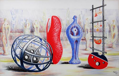 Henry Moore (1898-1986), Sculptural objects, lithograph, 1949 from the 'School Prints' series, signed in the plate, unframed, 49.5cm x 76cm ARR