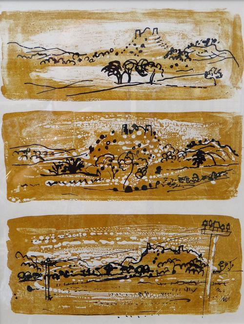 John Piper (1903-1992), Bull Slaughter Bay Pembrokeshire; Drysllwyn Castle, a pair of colour lithographs, each 28.5cm x 22.5cm.(2) ARR