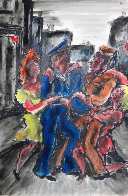 Vera Cunningham (1897-1955), A group of thirteen illustrations, including war time scenes, London Types, Charlotte's Progress and others, some ink and