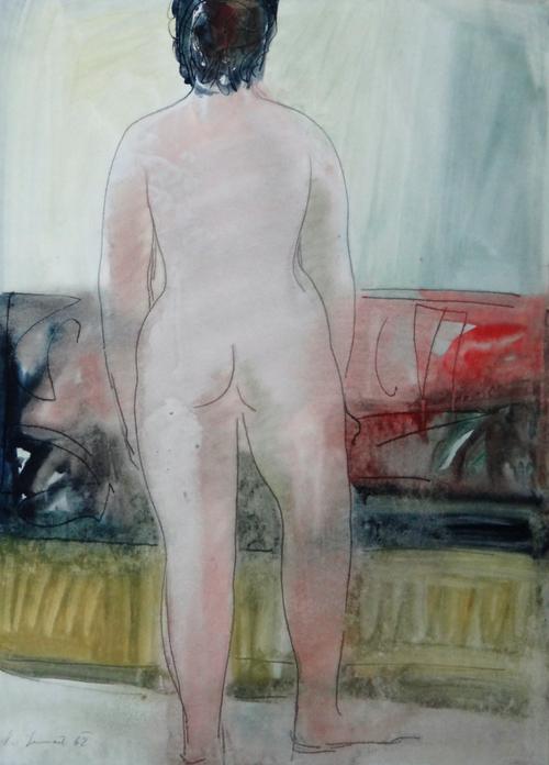 Karel Soucek (1915-1982), Nude studies, three, mixed media, all signed, two dated '62', one 62 x 44.5cm, two 45 x 62cm, together with two further pen,