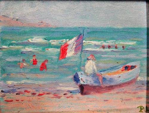 Paul de Lapparent (b.1869), Le Drapeau, oil on panel, signed with initials, 14cm x 16.5cm.Provenance: with Roland, Browse & Delbanco