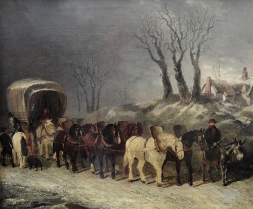 John Frederick Herring Snr (1795-1865), The London to York Carrier, oil on canvas, signed, 61.5cm x 73.5cm.