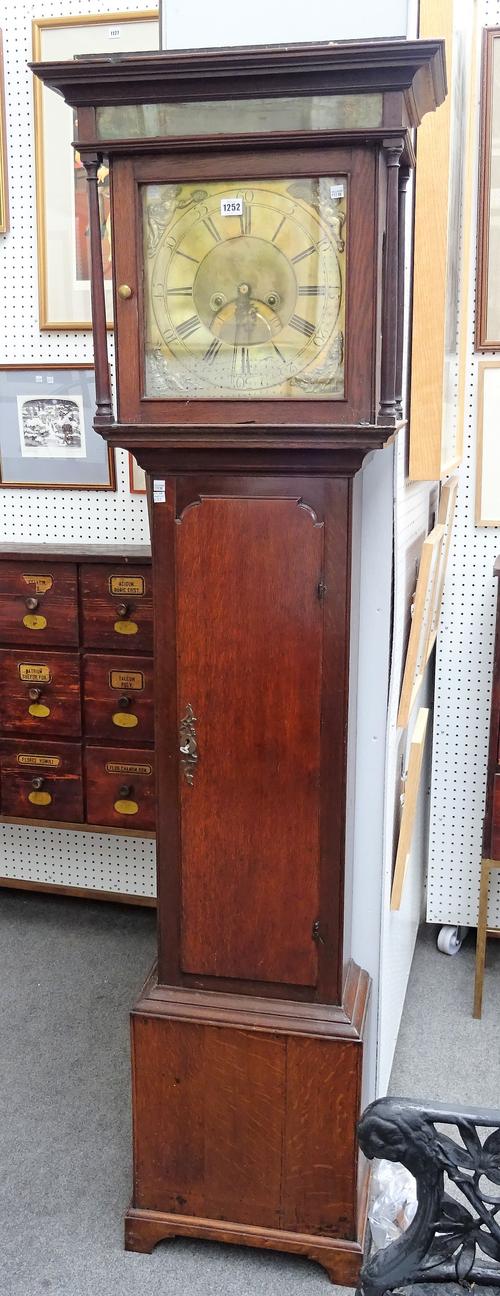 An 18th century eight day longcase clock, the brass dial detailed James Whitehurst, Congleton, with subsidiary date aperture over a waisted plain case