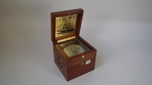 Sewills Sealord, 'Nelson' chronometer compendium, modern, mahogany cased comprising; alarm, tide guide, barograph, thermometer and hygrometer, case 19