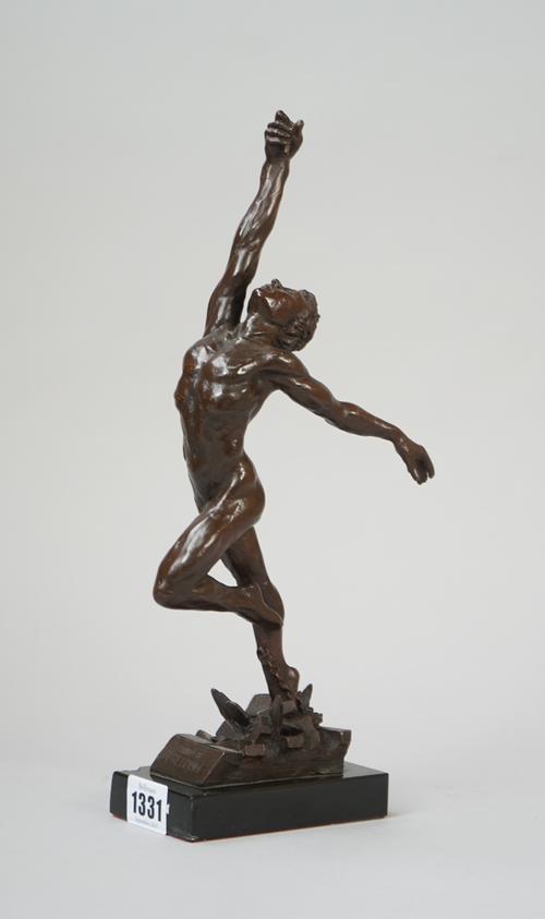 Enzo Maria Plazzotta (1921-1981), Spirit of Freedom, stamped 'Plazzotta 1/3' bronze on marble base, 113, 30cm high. ARR