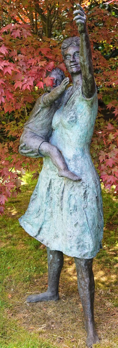 Olwen Gillmore, Woman and child, bronze with coloured patination, 180cm high, (a.f) ARR