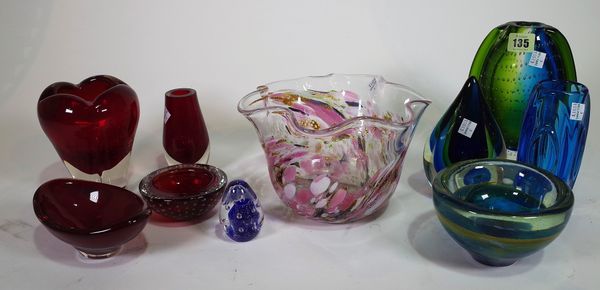 Studio glass, to include 20th century vases and bowls, (10). S6M