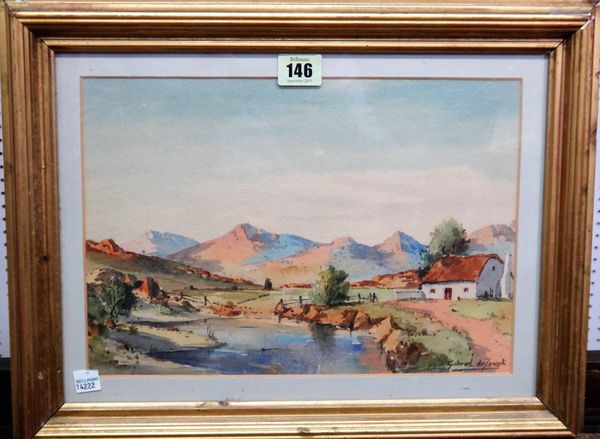 Gabriel de Jongh (1913-2004), South African landscape, watercolour, signed, 22cm x 31cm.; together with a further watercolour of Lions Head, Cape Town