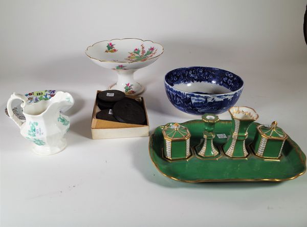 Ceramics, including Asian and English plates, inkwells, bisque plates and sundry, (qty). S2M