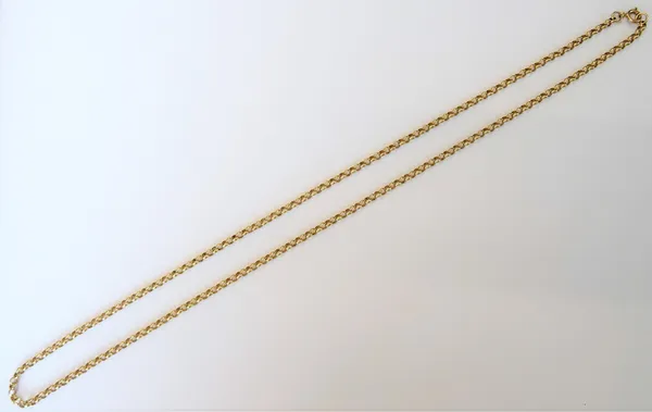 A 9ct gold circular link neckchain, on a boltring clasp, weight 12.2 gms.