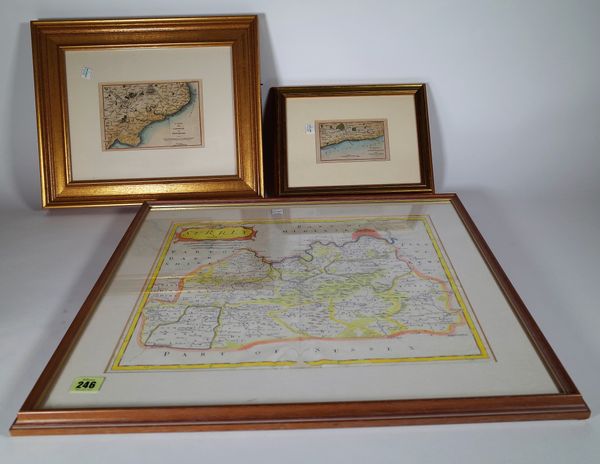 A group of five maps, including Bath & Environs, Surrey, Monmouth x 2, and South Coast, the largest 58cm x 52cm., (5).