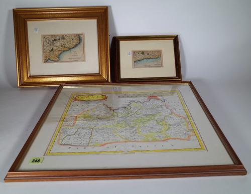 A group of five maps, including Bath & Environs, Surrey, Monmouth x 2, and South Coast, the largest 58cm x 52cm., (5).