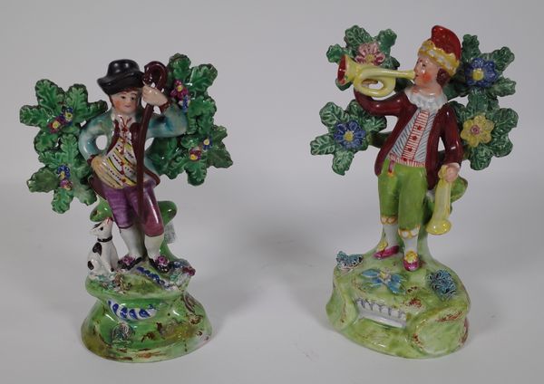 A similar pair of 19th century Pearlware figures by Walton, each 9cm high. CAB