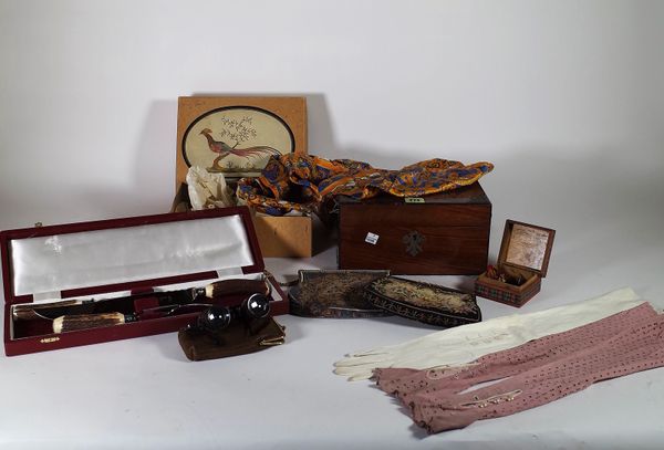 Collectables, including; gloves costume jewellery, bead work bags and AA badge, (qty).  S5T