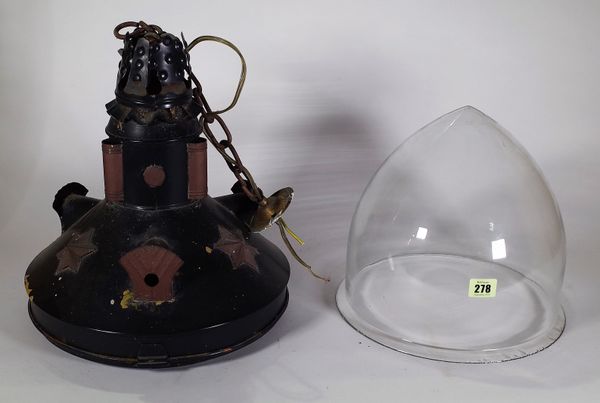 A 19th century metal and glass cylindrical hanging lantern. S4BProvenance; property from the late Sir David TangThis lot has been imported from outsid