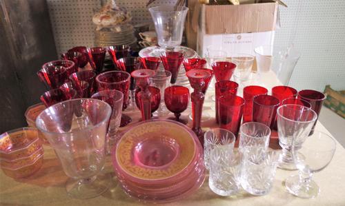 Ceramics and glass, including; Royal Crown Derby, Olde Avesbury pattern part service, cranberry glass and sundry, (qty). S5MProvenance; property from