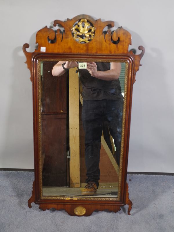 A George III mahogany fret cut pier mirror, 48cm wide x 87cm high.