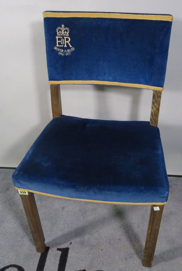 A reproduction Elizabeth II Coronation chair, 44cm wide x 85cm high.