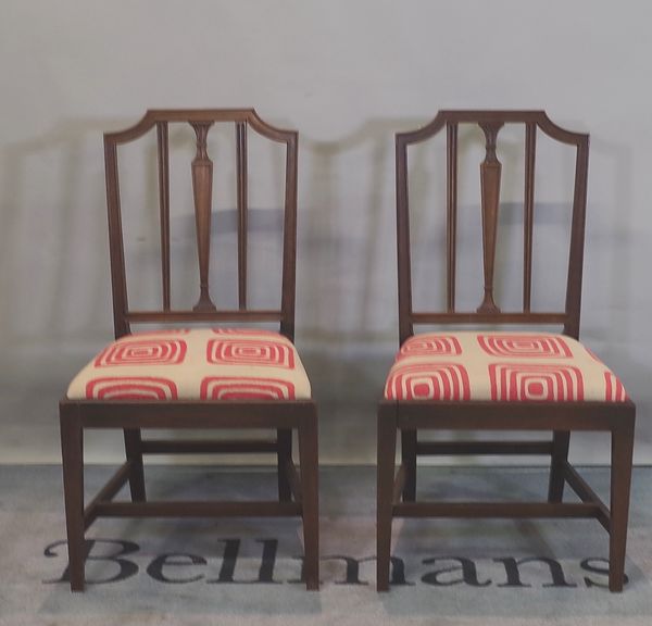 A set of six 19th century mahogany dining chairs, with carved back and tapering square supports, 52cm wide x 95cm high (6).