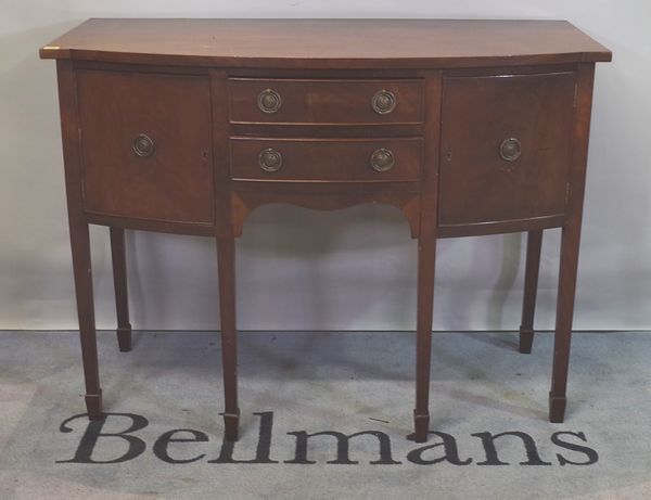 A George III style mahogany sideboard on tapering square supports, 125cm wide x 92cm high.