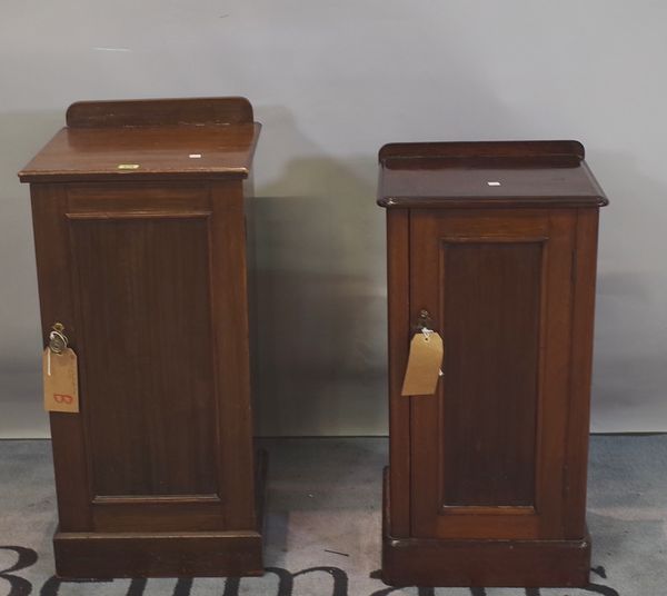 A pair of 19th century mahogany bedside cupboards, 38cm wide x 82cm high.