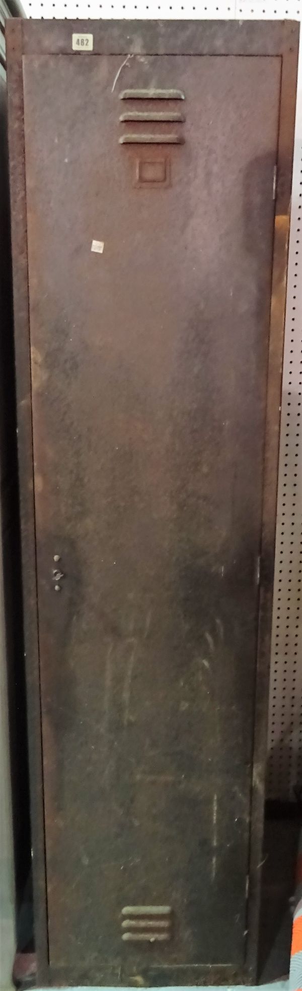 A 20th century steel single door locker, 46cm wide x 180cm high.