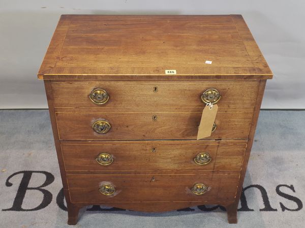 A Regency mahogany commode chest with four dummy  drawers, on splayed bracket feet, 69cm wide x 68cm high.