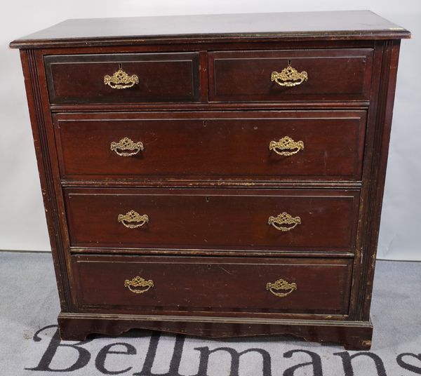 An Edwardian mahogany chest of two short and three long drawers, 120c wide x 130cm high.