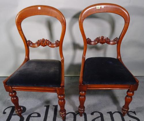 A set of four Victorian mahogany balloon back dining chairs, 42cm wide x 90cm high(4),
