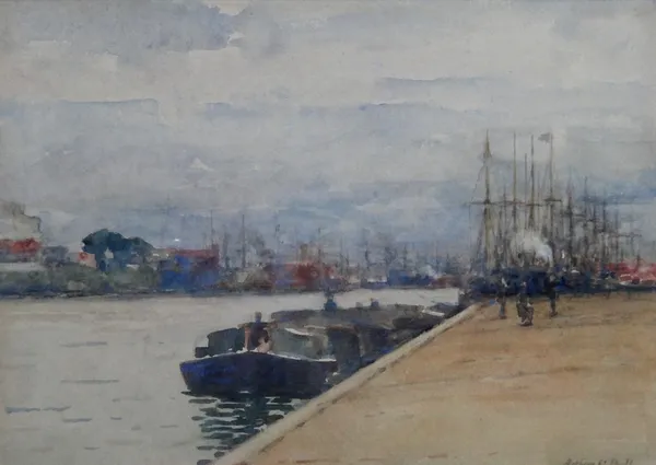 Arthur George Bell (British 1849-1916), Harbourside, watercolour, signed, 17cm x 24cm. ARR