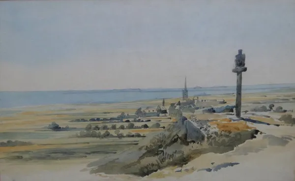 Augustus John Cuthbert Hare (British, 1834-1903), Quiberon Bay, Morbihan; At Mont St Michel, two watercolours, the larger 28cm x 44cm. (2)