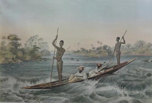 After Thomas Baines, The Falls by Sunrise; Great Western Fall; The Falls from the Western Ends of the Chasm; Herd of Buffaloes driven to the edge of t