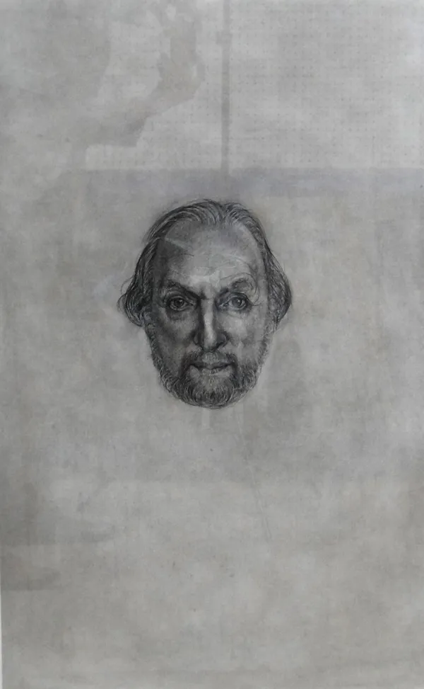Matthew Carr (British 1953-2011), Portrait of Ed Victor, charcoal, 80cm x 50cm; together with a further charcoal portrait by another hand. (2) ARR