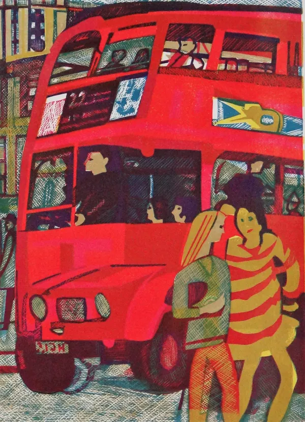 Rupert Shepherd (British 1909-1992), The Bus; Policeman; Bus; The Serpentine, four colour lithographs,  all signed, inscribed and variously numbered,