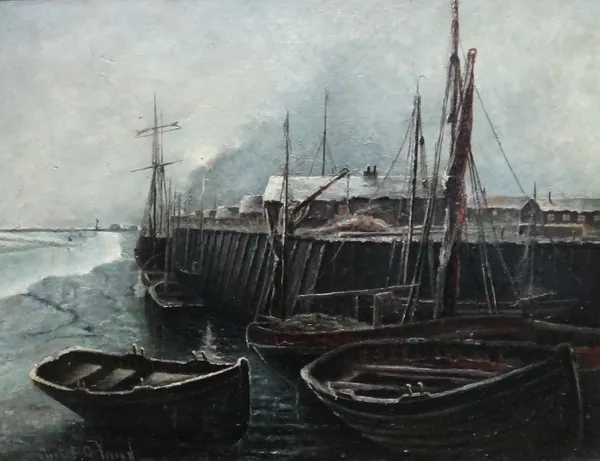 Robert F. G. Vivian (19th century), Beached boats at low tide, oil on canvas, signed and dated 1895, 34cm x 45cm.