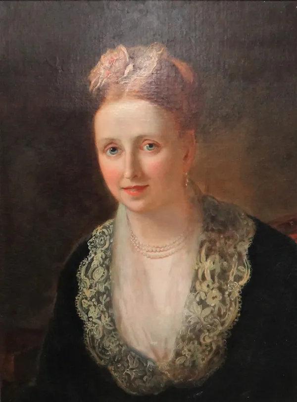 English School (19th Century), Portrait of Harriet Compton, wife of Henry Compton, oil on canvas laid on board, 61cm x 45cm.