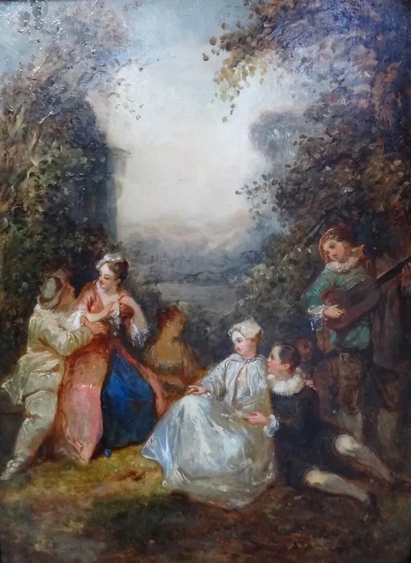 Continental School (19th Century), Fete champêtre, oil on panel, 32cm x 23.5cm.