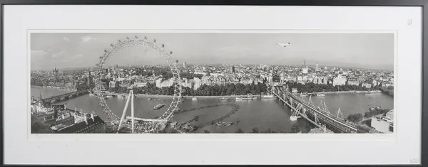 Jeffrey Jaye, 'The Thames and Concorde', a black and white photographic print, limited edition, 138 / 250, titled, signed and limitation in pencil on