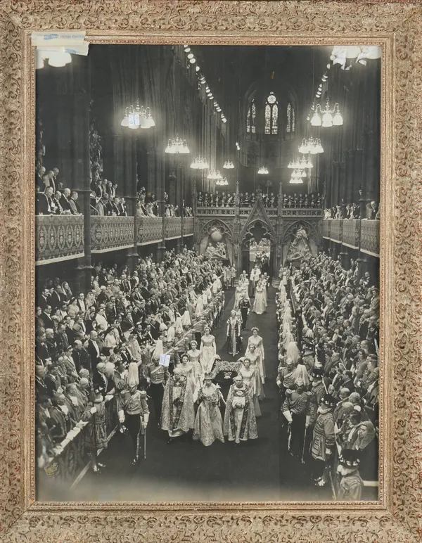 Coronation photograph, framed and glazed, 92cm x 72cm.