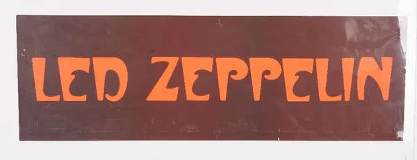 Music promotional posters comprising: Led Zeppelin (76cm x 25cm), 'Atomic Rooster'  for B and C records, 76cm x 51cm, The Beatles Night Out (reprint),