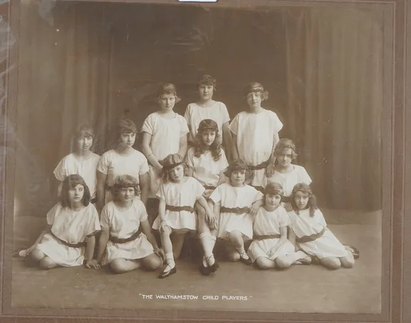 A group of nine photographs, six framed and glazed, three loose, includes 'Outlined in Arrows', Miss Lucille Hall, San Francisco dancer, 1920: framed