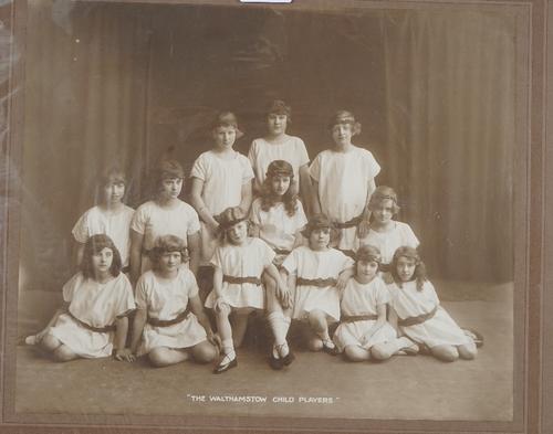 A group of nine photographs, six framed and glazed, three loose, includes 'Outlined in Arrows', Miss Lucille Hall, San Francisco dancer, 1920: framed