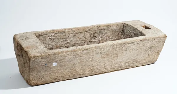 A rectangular hardwood dug out trough, 85cm wide x 22cm high.